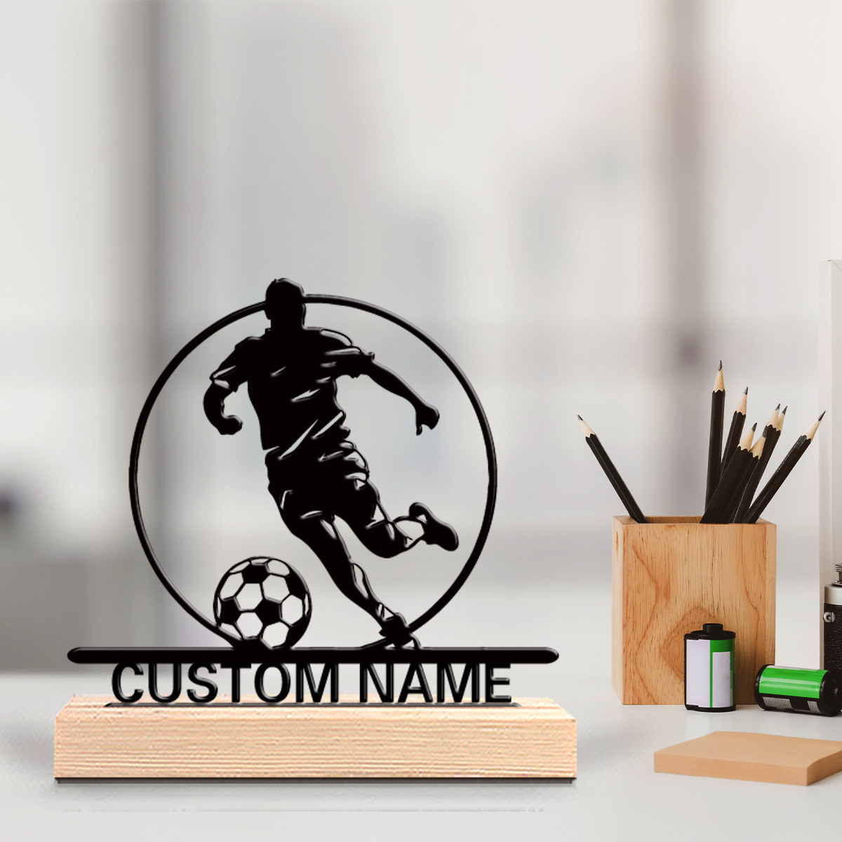 Home Decor Unique - Custom Soccer Player Metal Statue with