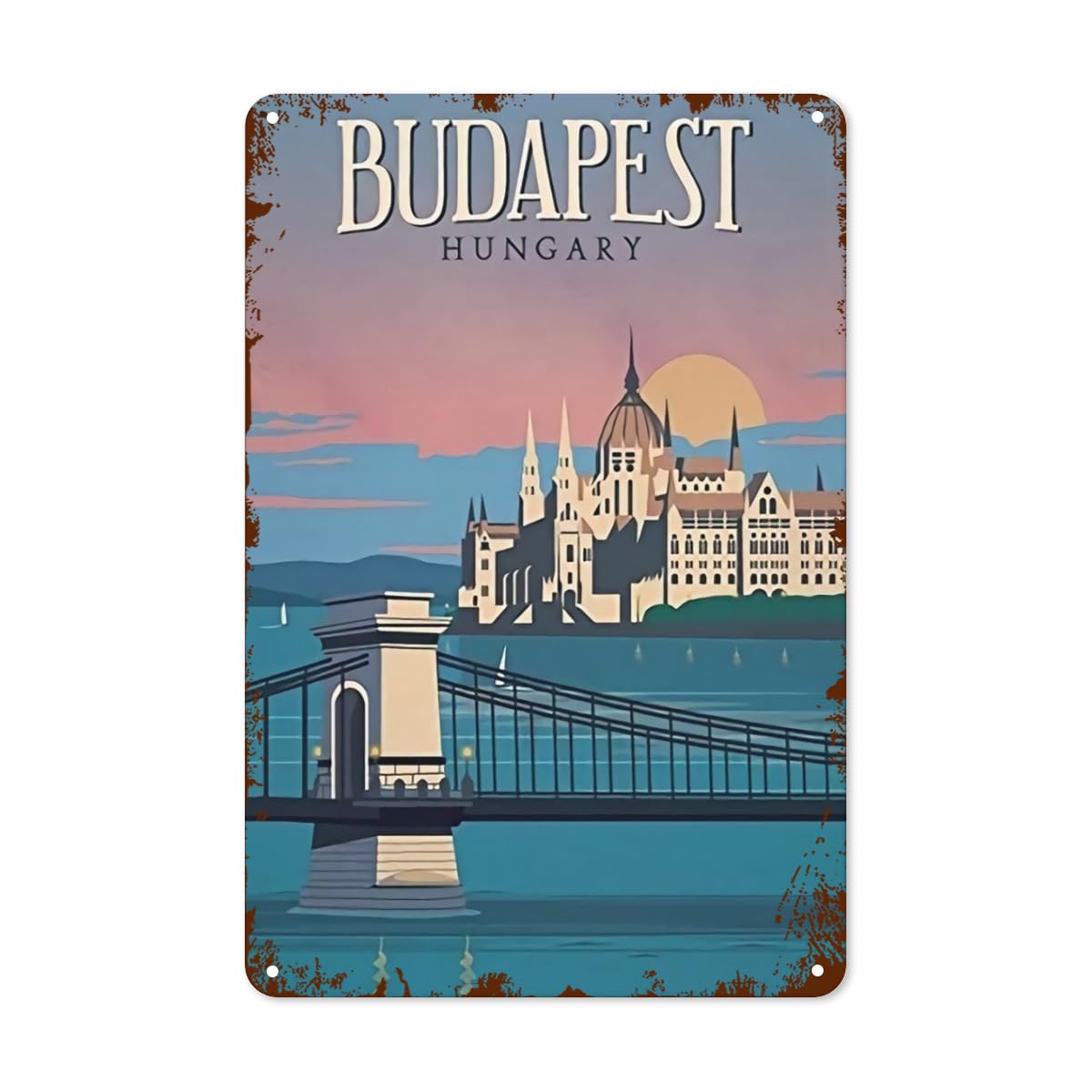 Vintage Tin Sign Budapest Meta - огляд і ціна Home Decor Store