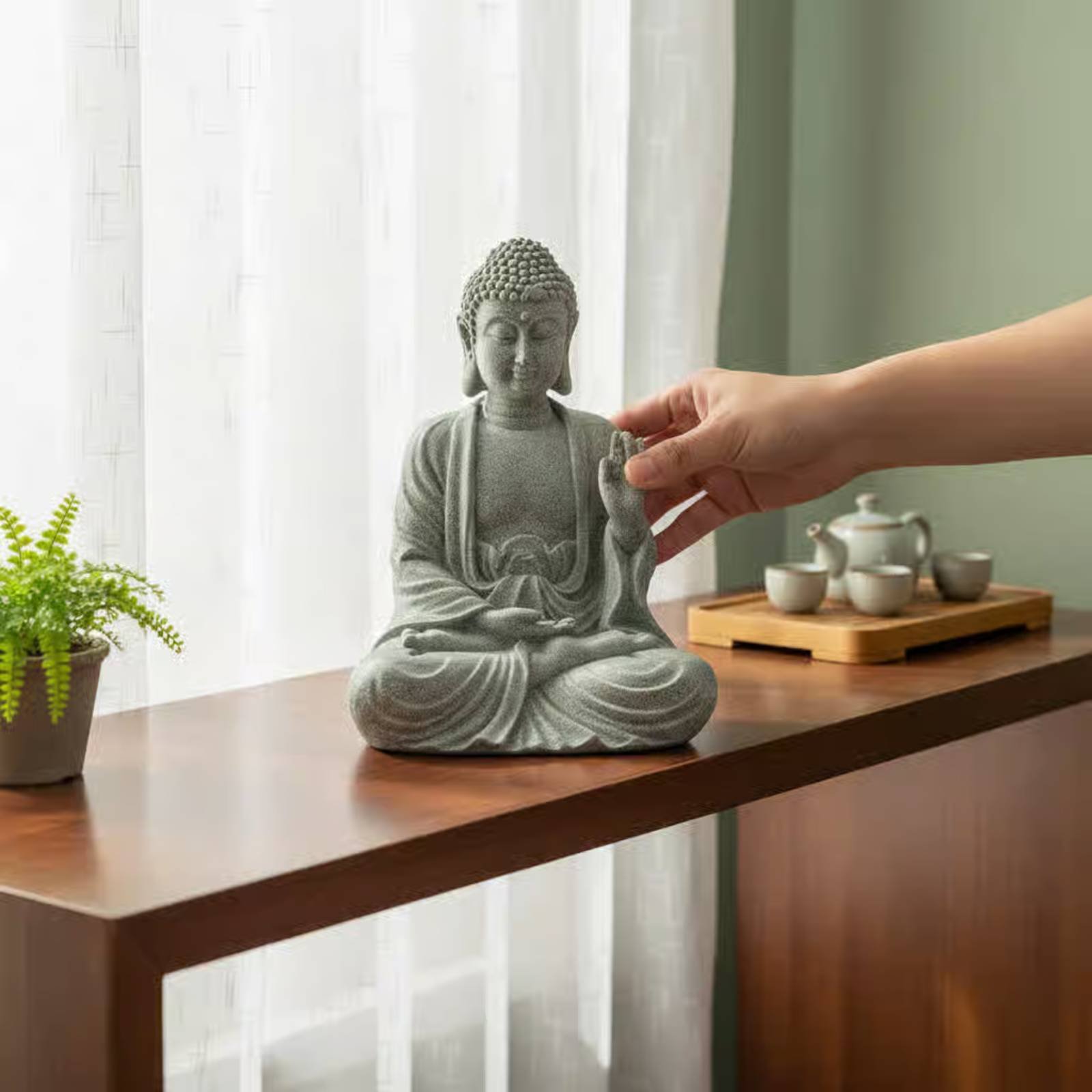 3 Pieces Stone Buddha Decor Te - огляд і ціна Home Decor Zen