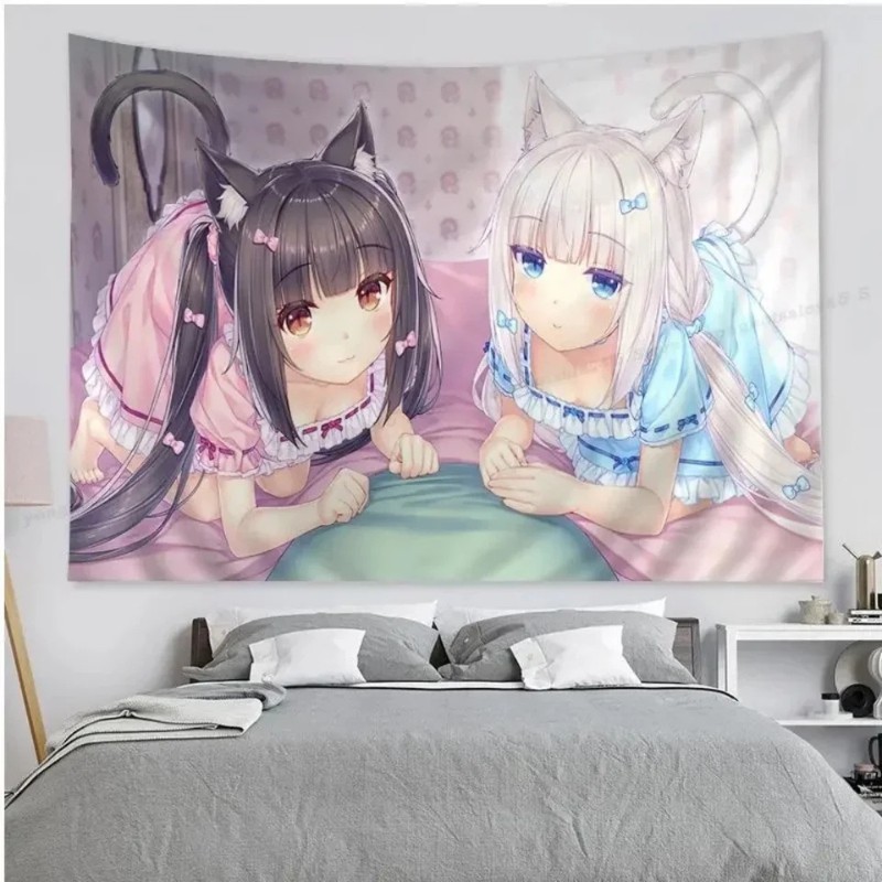 VIKAMA Cat Girl Anime Tapestry - огляд і ціна Home Decor Under 100