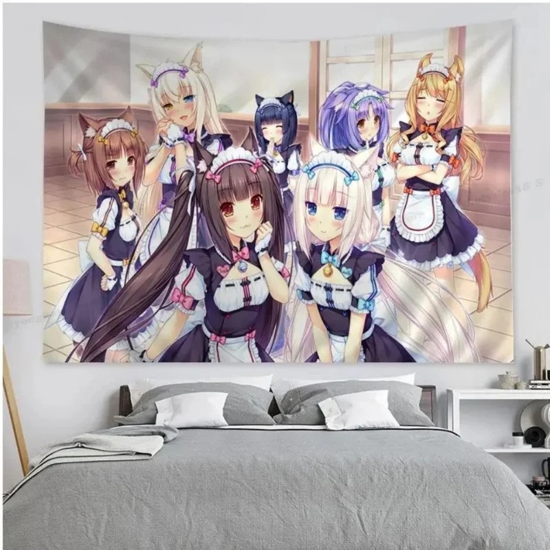 VIKAMA Cat Girl Anime Tapestry - огляд і ціна Home Decor Under 100