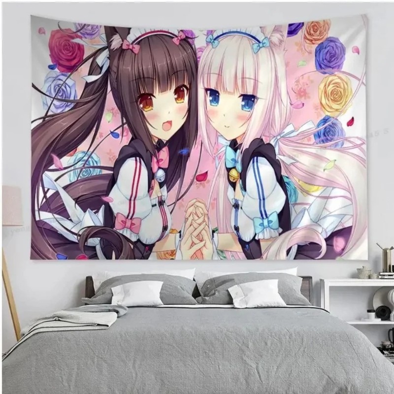 VIKAMA Cat Girl Anime Tapestry - огляд і ціна Home Decor Under 100